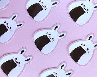 Onigiri Bunny Glossy Vinyl Sticker - Kawaii Japanese Food