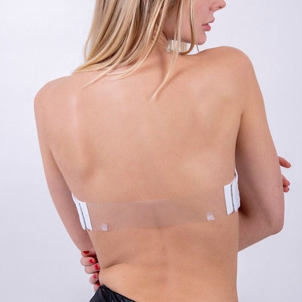 KISSIVE Lila Backless Strapless Strapless Décolleté Rembourré Bas Coupe Convertible Bra| Sous-câblé | Sangles arrière transparentes et dentelle | blanc