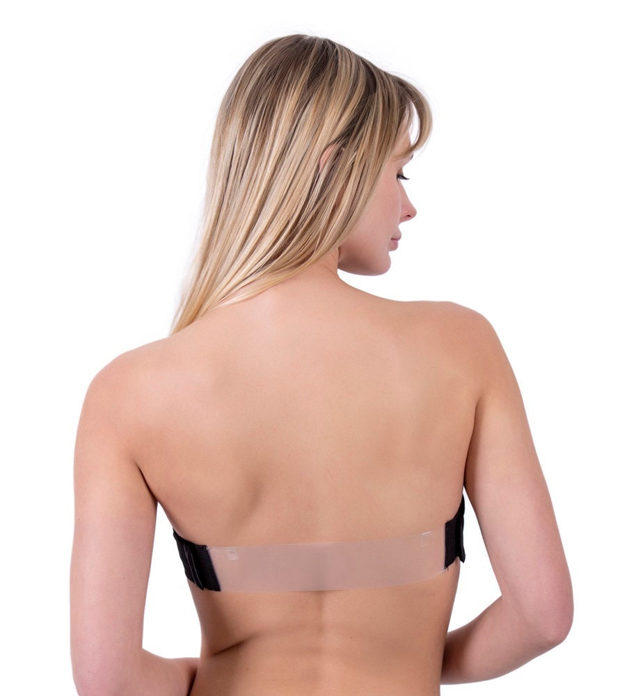 Tube bra with shop transparent straps and back