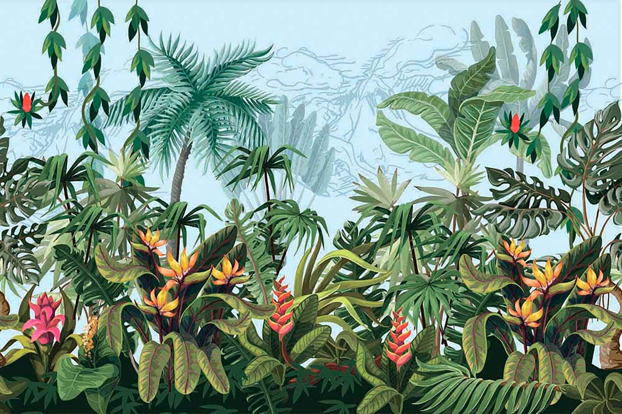 Jungle Wallpaper Tropical mural Mural Wallpaper Photo | Etsy