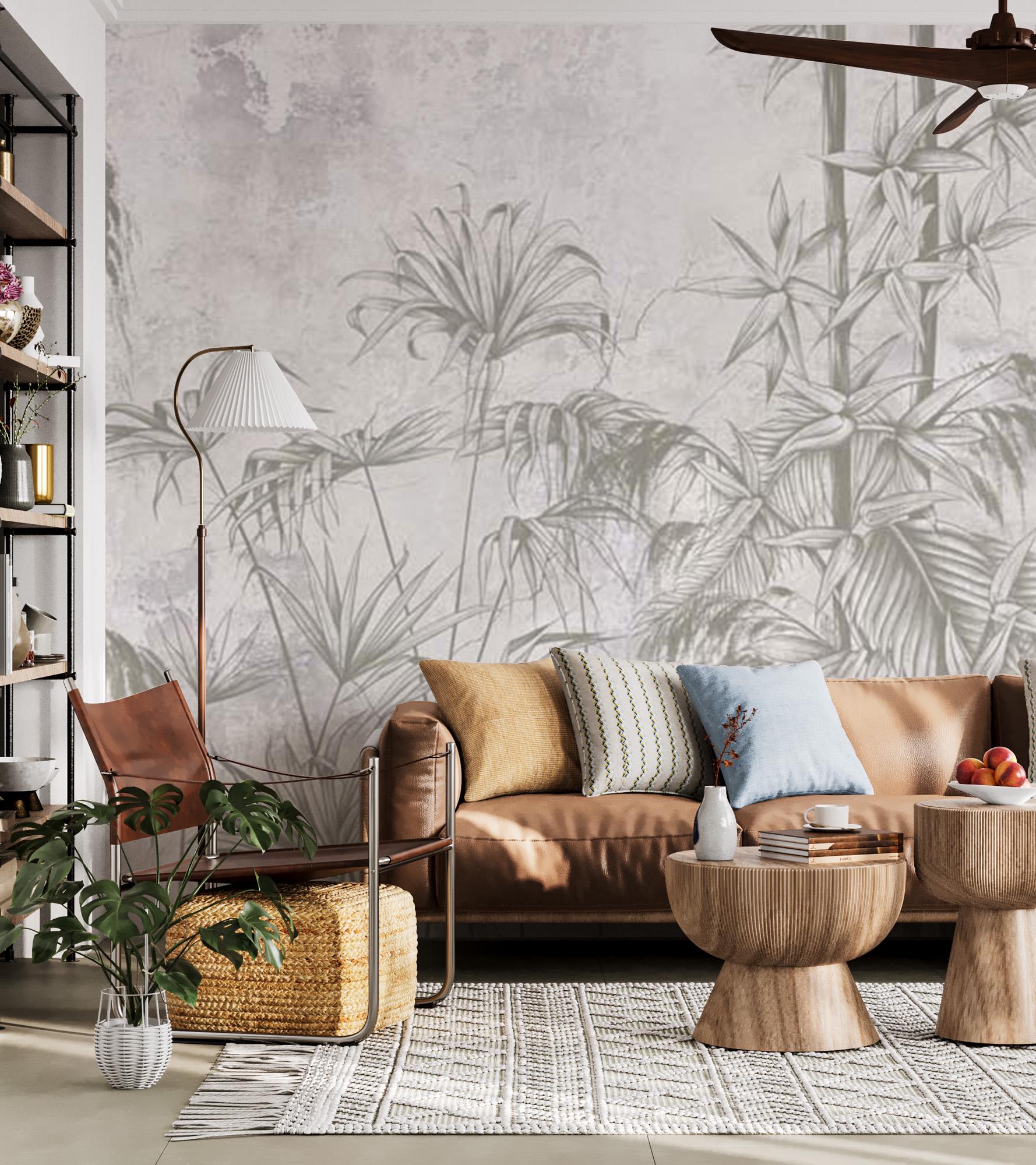 Palm Leaf Peel and Stick Wallpaper -neutral Botanical Wallpaper ...