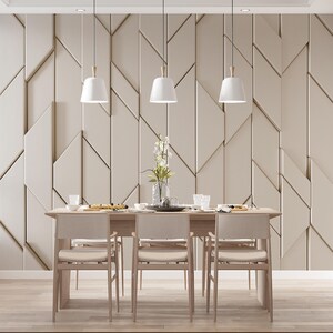 3D Geometric Wall Mural-white Diamond Pattern Wallpaper-modern ...