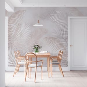 Elegante carta da parati leggera con piume - Decorazione murale di lusso con foglie di palma per camera da letto, soggiorno, arredamento per la casa, carta da parati staccabile e adesiva, murale artistico senza tessuto