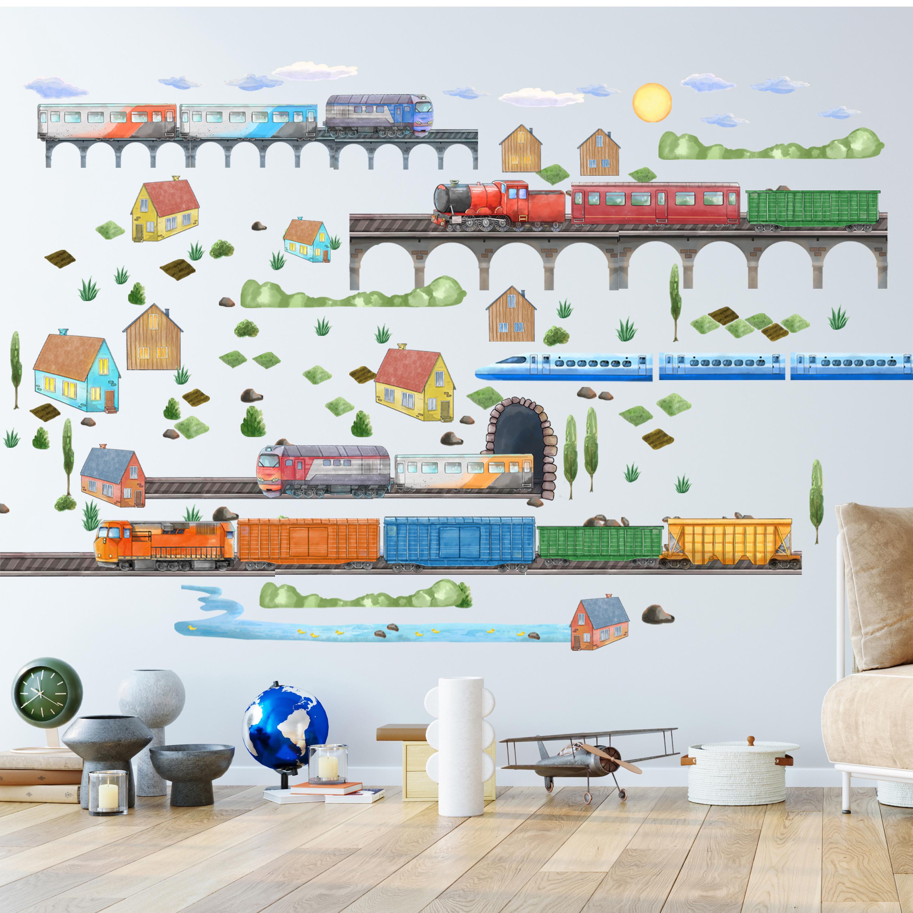 Train Side Sticker Train Wall Decals for Kids Rooms – Peel-and-stick Railroad Stickers ...