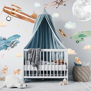 Animals & Airplane Wall Stickers For Kids Room – Nursery Decals With Hot Air Balloon, Elephant, Fox - View #6