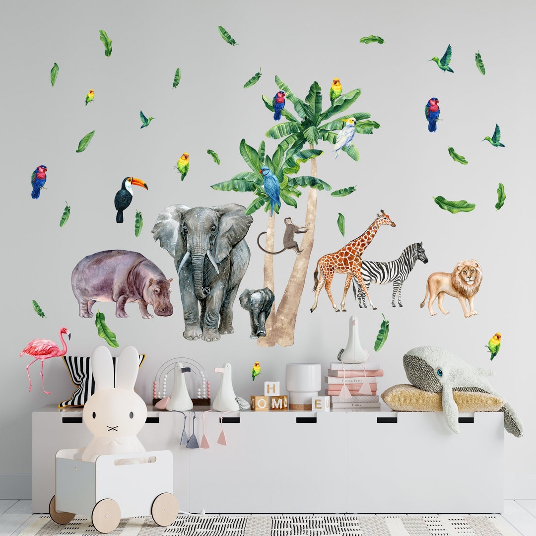 Safari Animals Wall Decal for Kids Room-jungle Animals Wall Decals ...