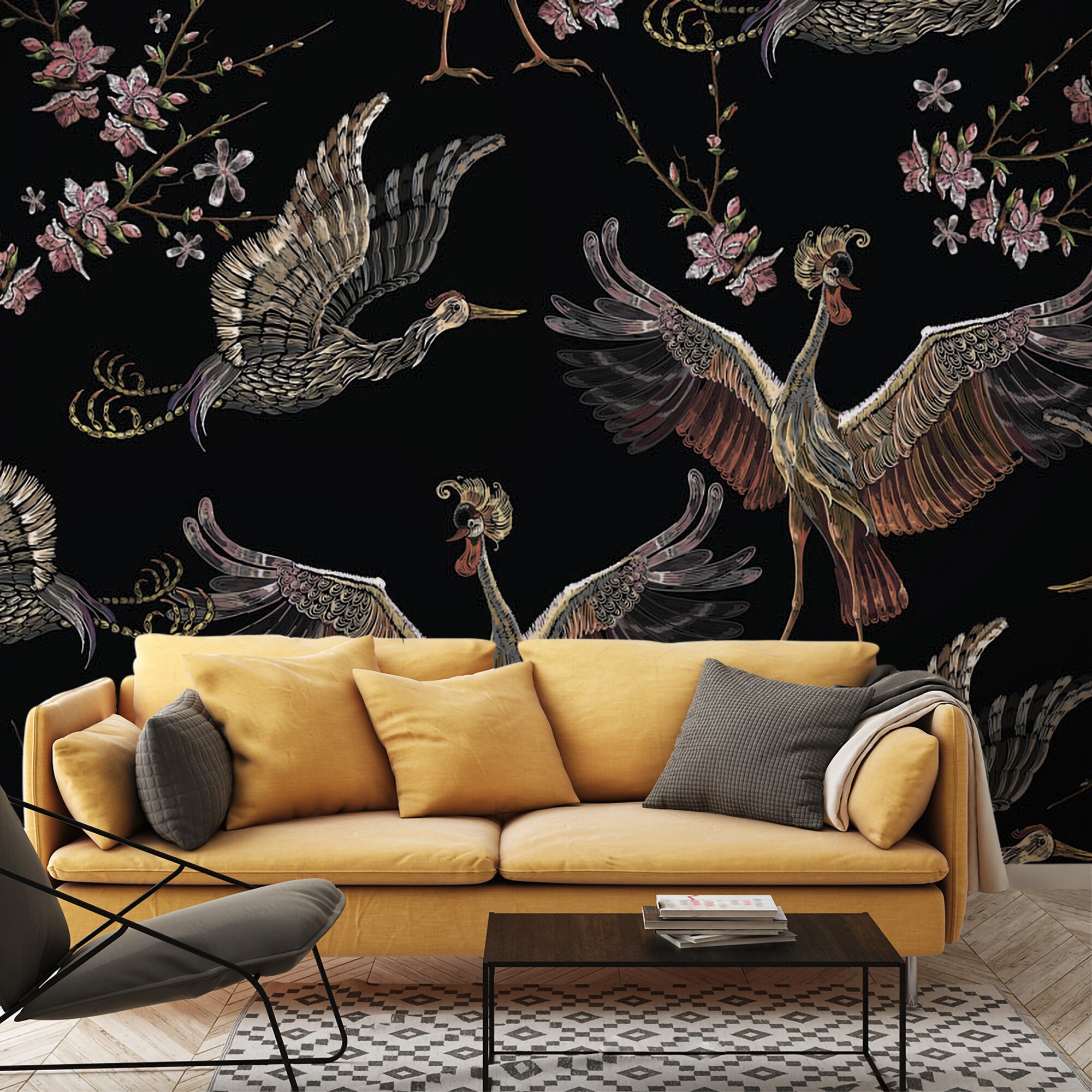 Vögel Tapete Kontur Vögel Wandtapete Foto Wandbild | Etsy