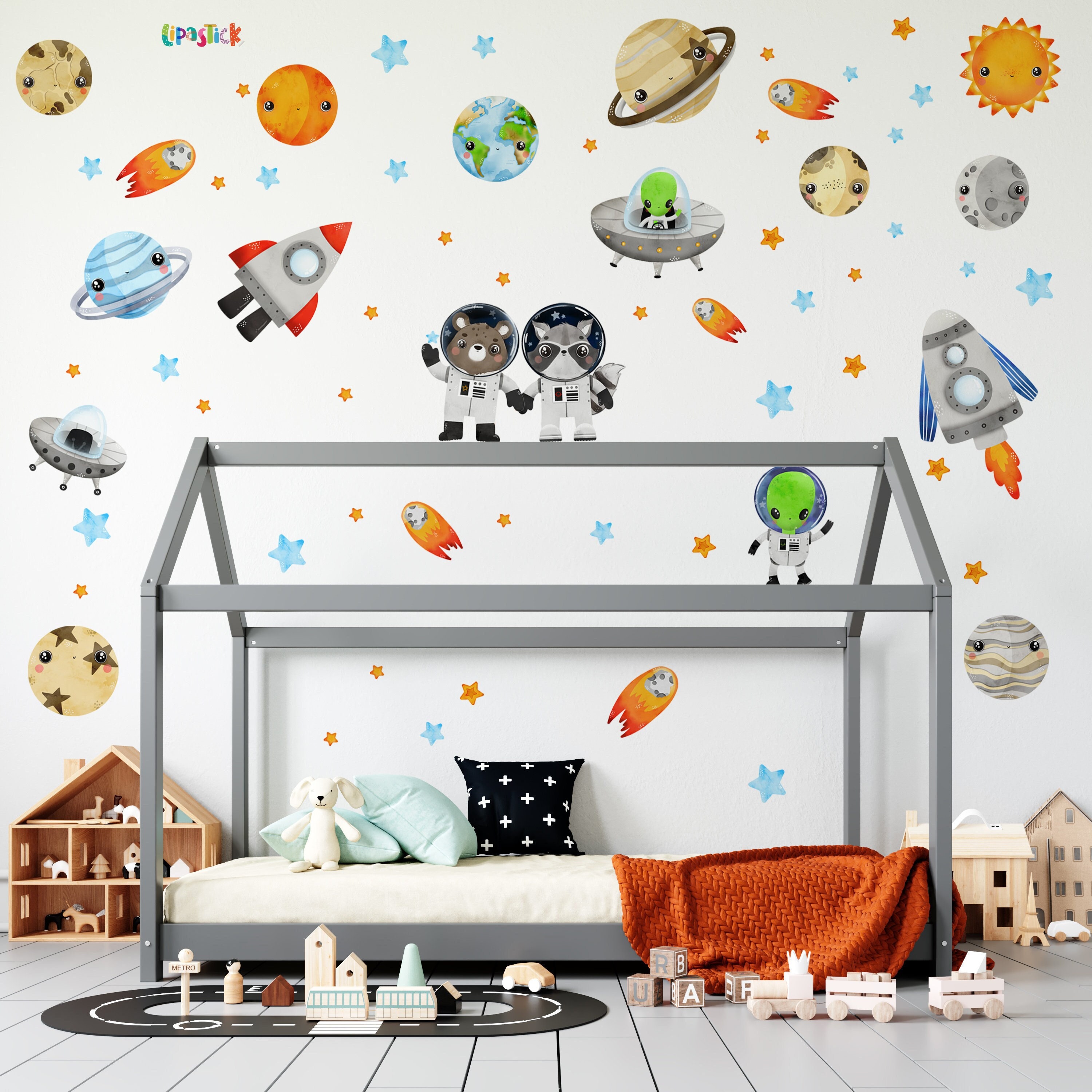 HABNI Stickers Muraux Enfants – Astronaute & Espace – 30×90 Cm – Décoration Chambre Bébé & Enfant Facile à Poser