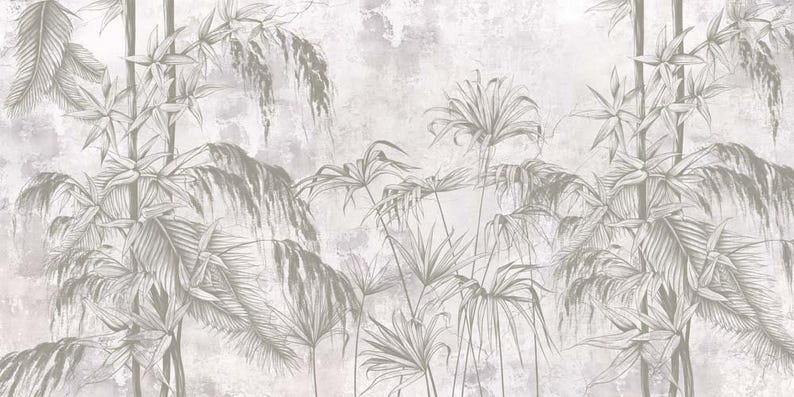 Palm Leaf Peel and Stick Wallpaper -neutral Botanical Wallpaper ...