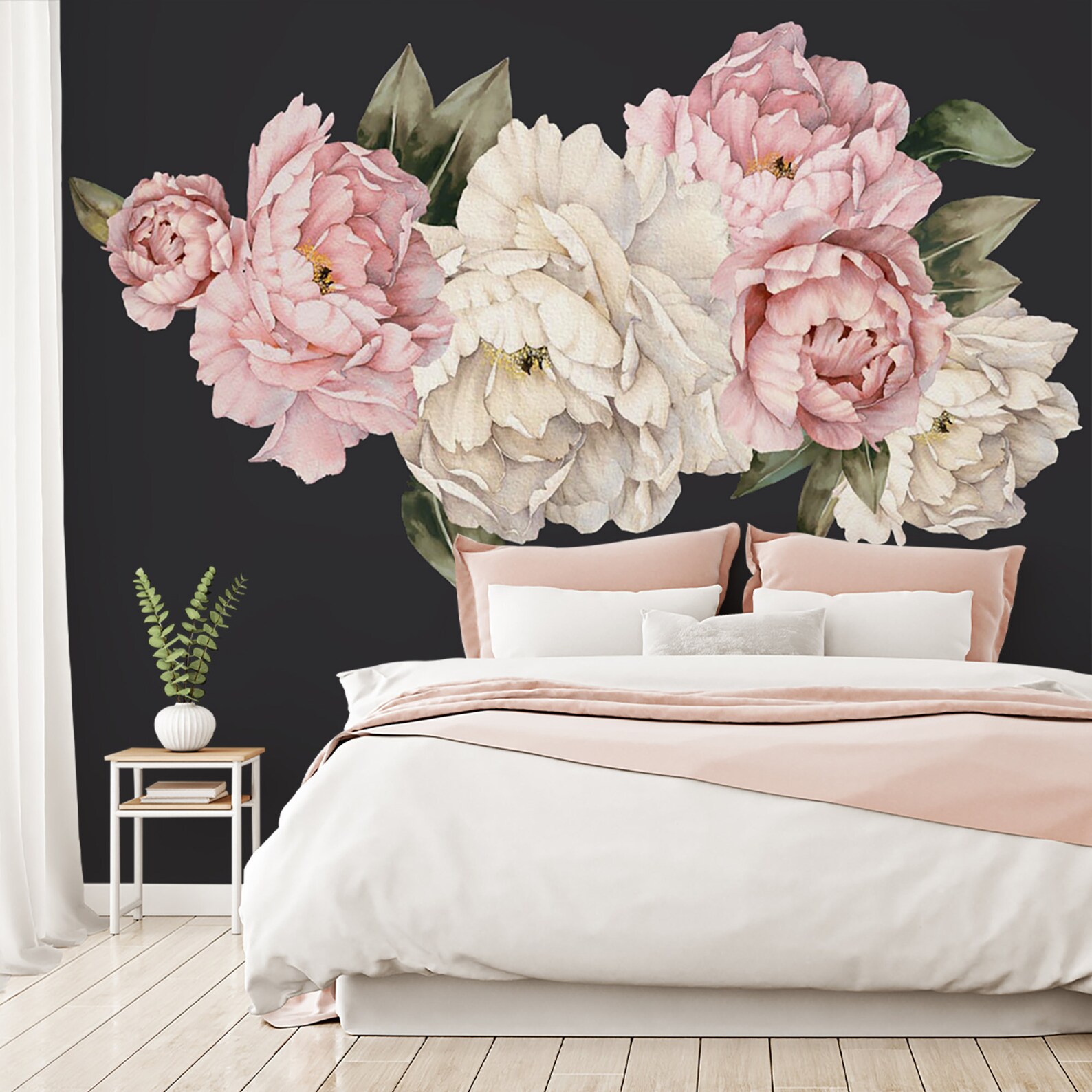 Peonies flowers Wallpaper Floral mural Mural Wallpaper Etsy