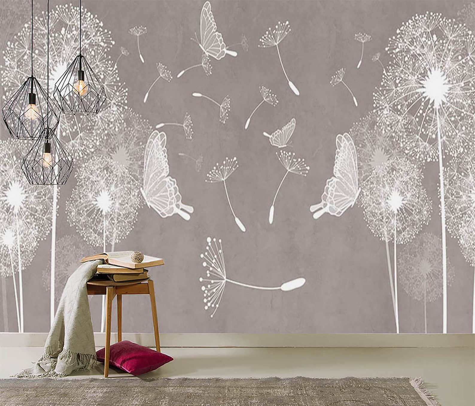 Dandelions flowers Wallpaper dandelion mural Mural Etsy