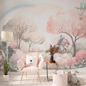 Carta da parati murale "Foresta delle fate" - Decorazione murale per cameretta per bambina - Carta da parati murale per cameretta bizzarra, carta da parati tradizionale in tessuto non tessuto non incollato per bambini