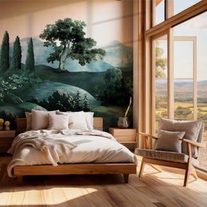 Pastoral Landscape Wall Mural | Antique Countryside Scene | Elegant Nature Wallpaper | Vintage Wall Art | Premium Home Decor