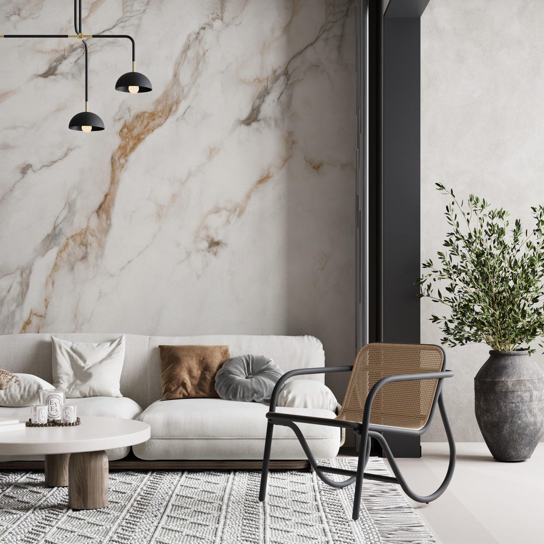 Mural de pared de mármol – Papel tapiz dorado blanco – Adhesivo o tejido –  Decoración de pared de imitación de mármol de lujo – Tamaño personalizado  ..., image size:1080x1080