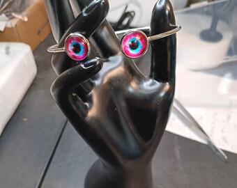 Handgemachte Doppel Evil Eye Armreif: Gothic Schutz Armband
