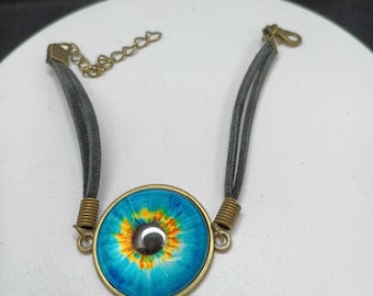 Evil Eye Lederarmband: Verstellbares Lederarmband