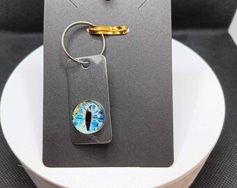 Drachenauge Glas Cabochon Schlüsselanhänger: Silber Evil Eye Key Fob