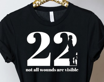 22 Too Many Sublimation T-Shirt-22 Veterans A Day-Veterans Suicide Awareness-Military-PTSD Awareness-IGY6-invisible illness