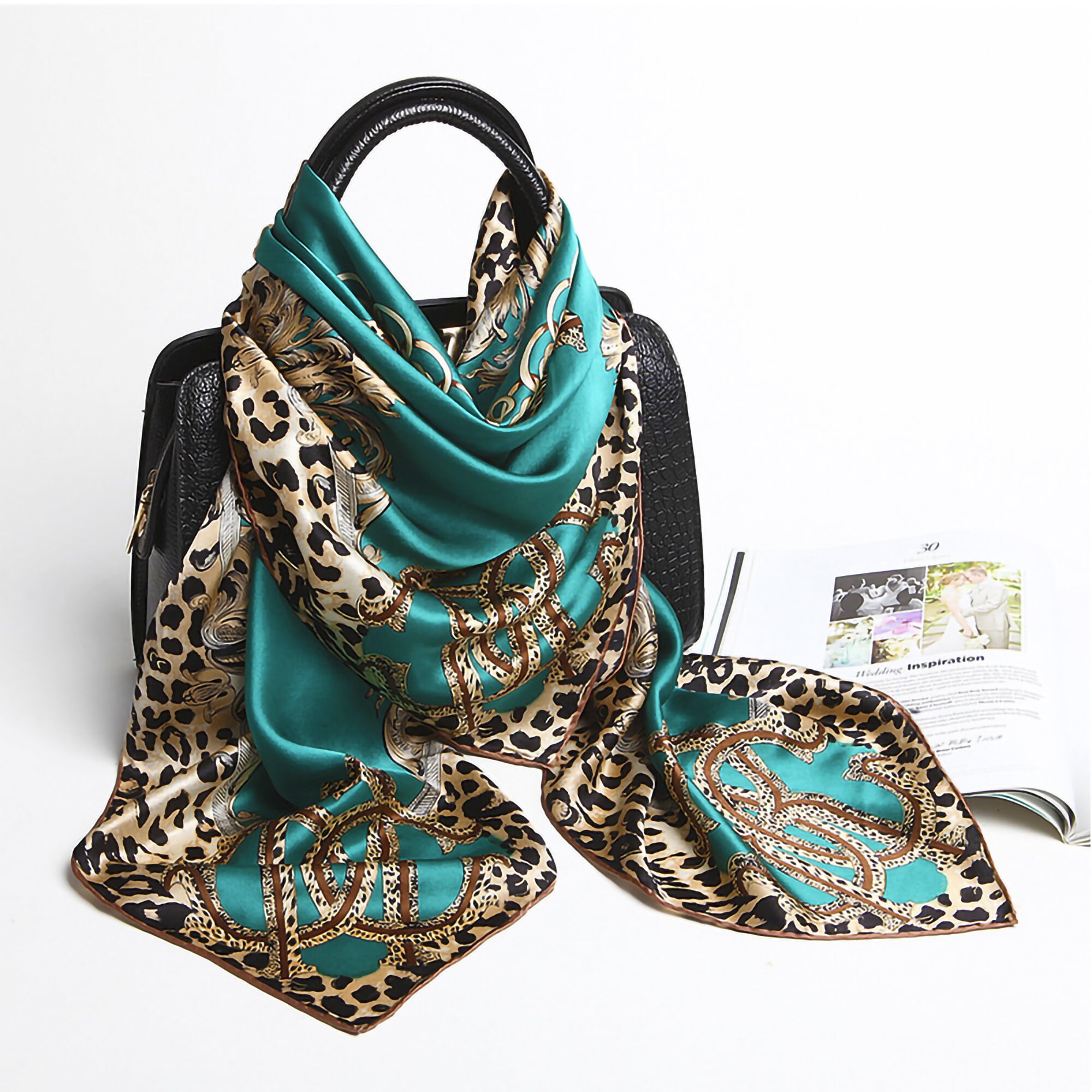 Seidenschal Damen 117x8cm - Leichtes Satin Kopftuch Für Herbst