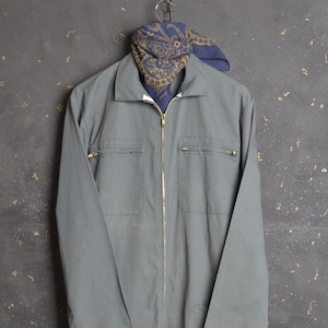VINTAGE French Work Jumpsuit M Men France Work wear Overalls Slouchy Chore Hobo Pant Full Zip Boilersuit Coverall Dungarees Field Mechanic