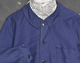 Vintage French Work Jacket Indigo Moleskin Chore Coat Men - Etsy