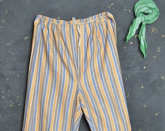 Vintage Arbeitshose L Herren Hickory Yoga Hawaii Flare Leg Artisan Chore Gebürsteter Flanell-Baumwollstreifen-Pyjama Häftlingshose Pyjamas PJs