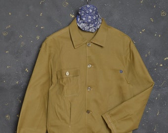 Vintage French Workwear jacket Brown Men Cyclist Short Jacket M L France Chore Work Coat Bleu de travail Hobo Rider Field Shirt Utility
