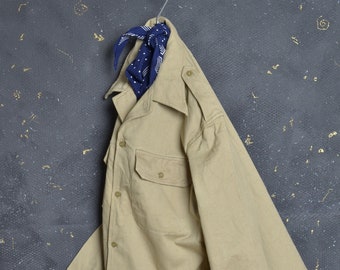 Vintage French Workwear Shirt S M France Atelier jacket Brown Artisan Short Jacket Chore Work Coat Bleu de travail Hobo Field Military