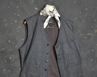 Vintage ropa de trabajo chaleco XL hombres denim 1937 Roamer chaleco country chore chaqueta trabajo chaleco tiro Gilet Atelier abrigo Pike Brothers Railway