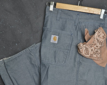 Vintage Carhartt Pant W32 Men Work Trousers Simple Pant Denim Chore Relaxed Straight Leg Farmer Carpenter American Workwear Peasant Indigo