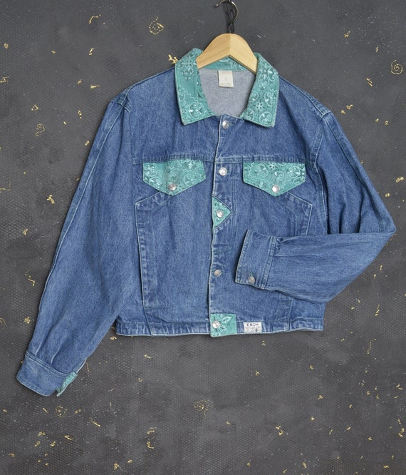 Vintage Outwear Women Denim Jacket S Patched Jean… - image 1