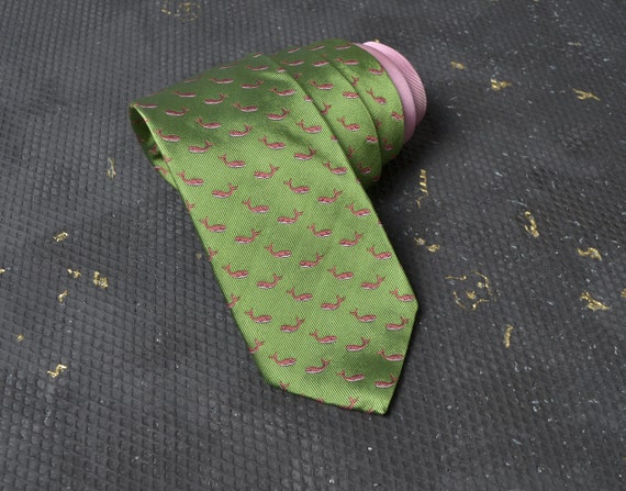 Vintage Tommy Hilfiger Pure Silk Tie Whales Ocean… - image 1