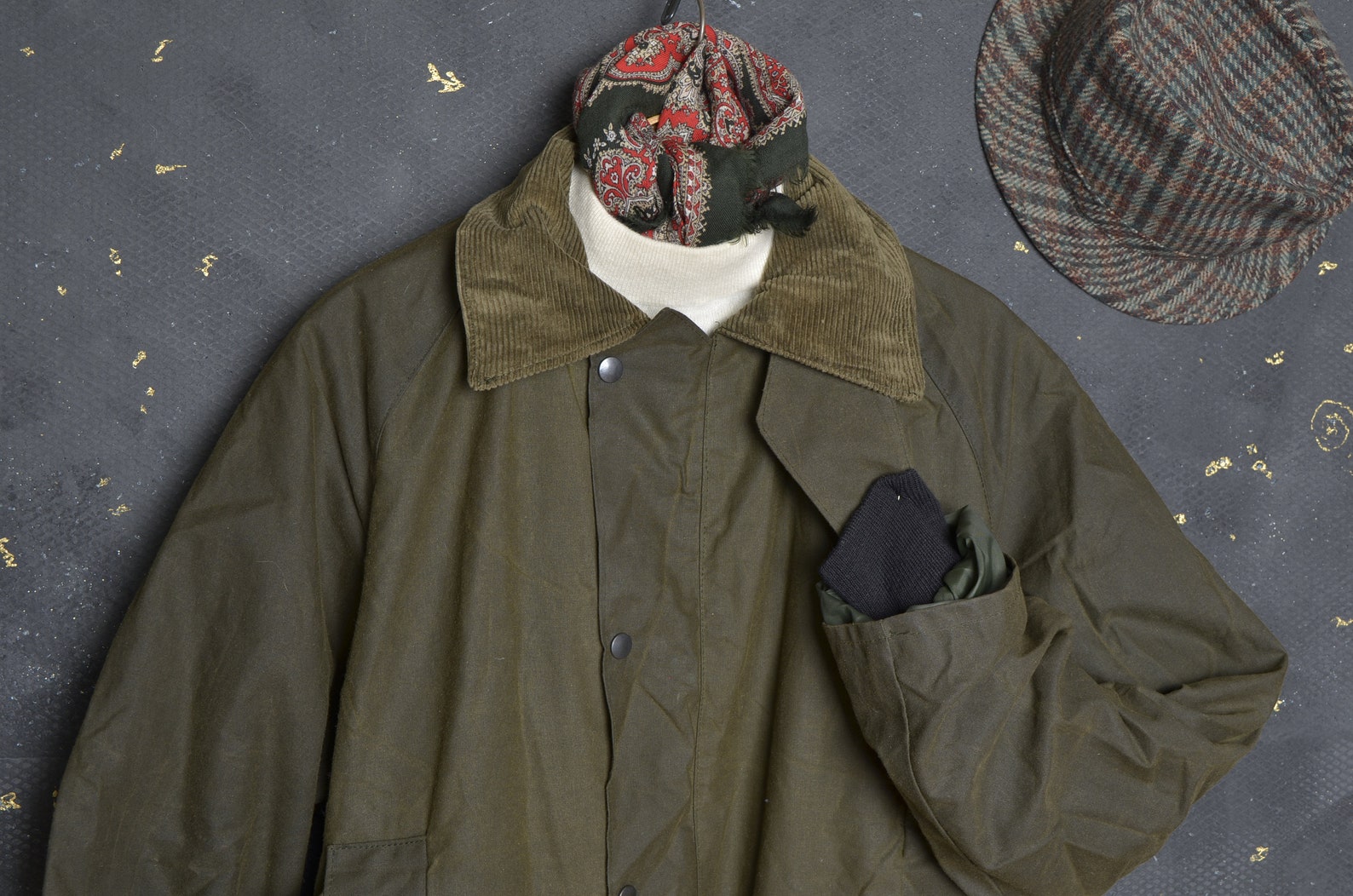 Vintage Hunting Coat L Waxed Cotton Corduroy Collar Shooting Etsy