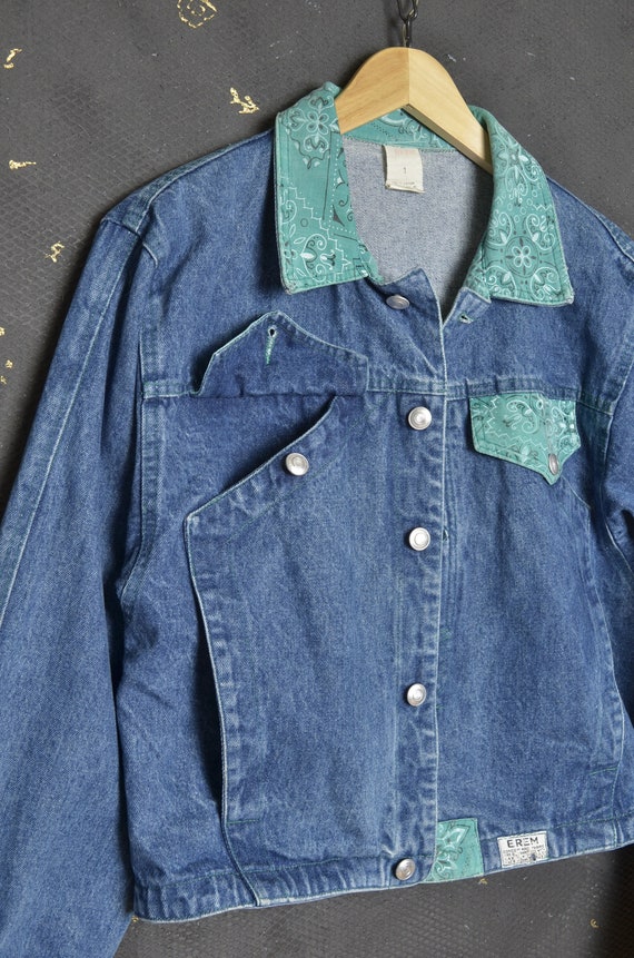 Vintage Outwear Women Denim Jacket S Patched Jean… - image 7