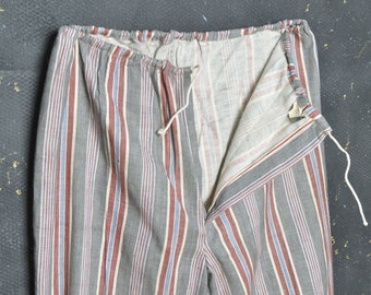 Vintage Work Pants L Men Hickory Yoga Pant Flare Leg Harem Artisan Chore Brushed flannel cotton stripe pyjamas Trousers Prisoner Pajamas PJs
