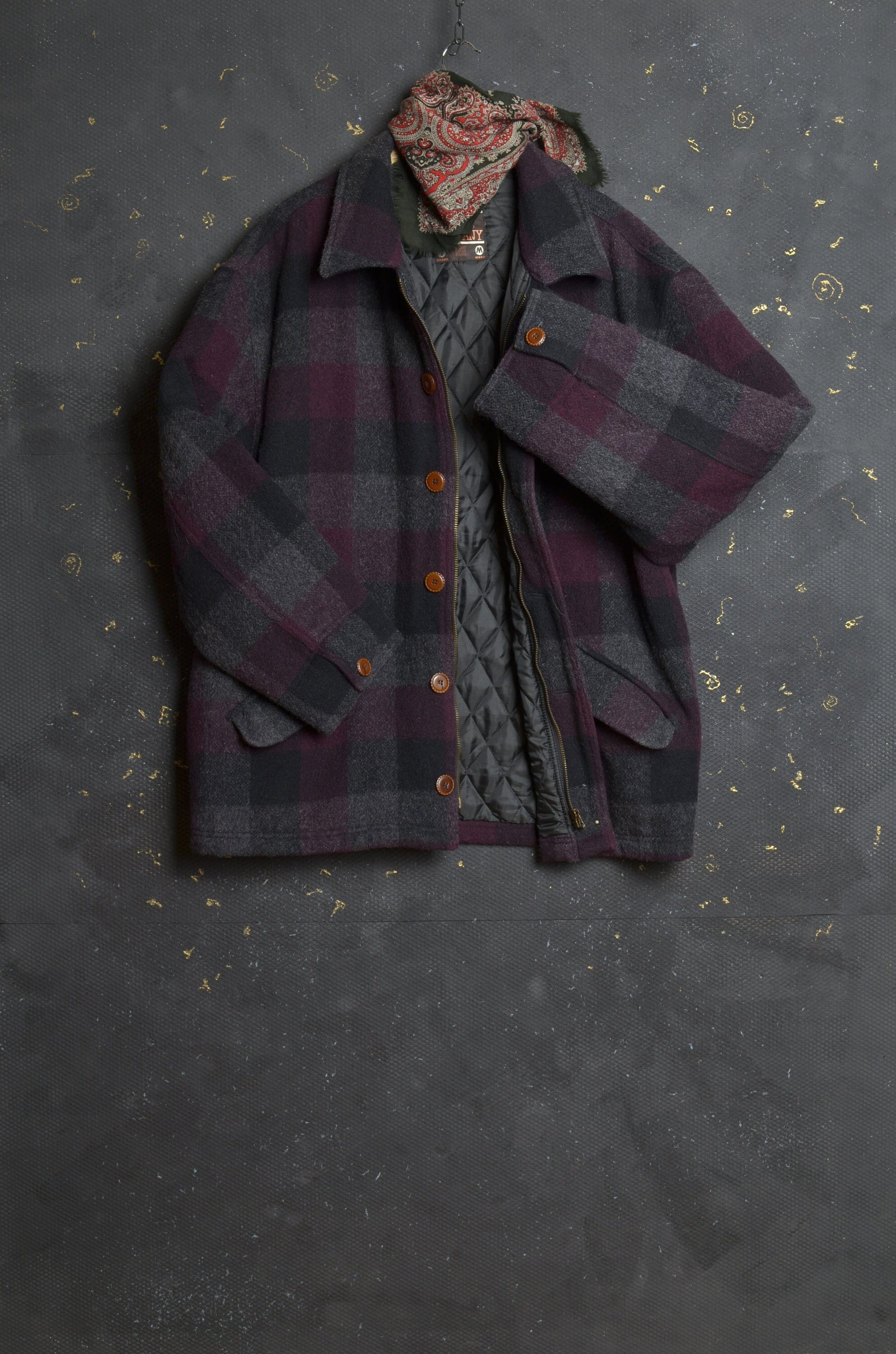 VTG 1950's WOOLRICH HALF BELT PLAID WOOL COAT JACKET WORK