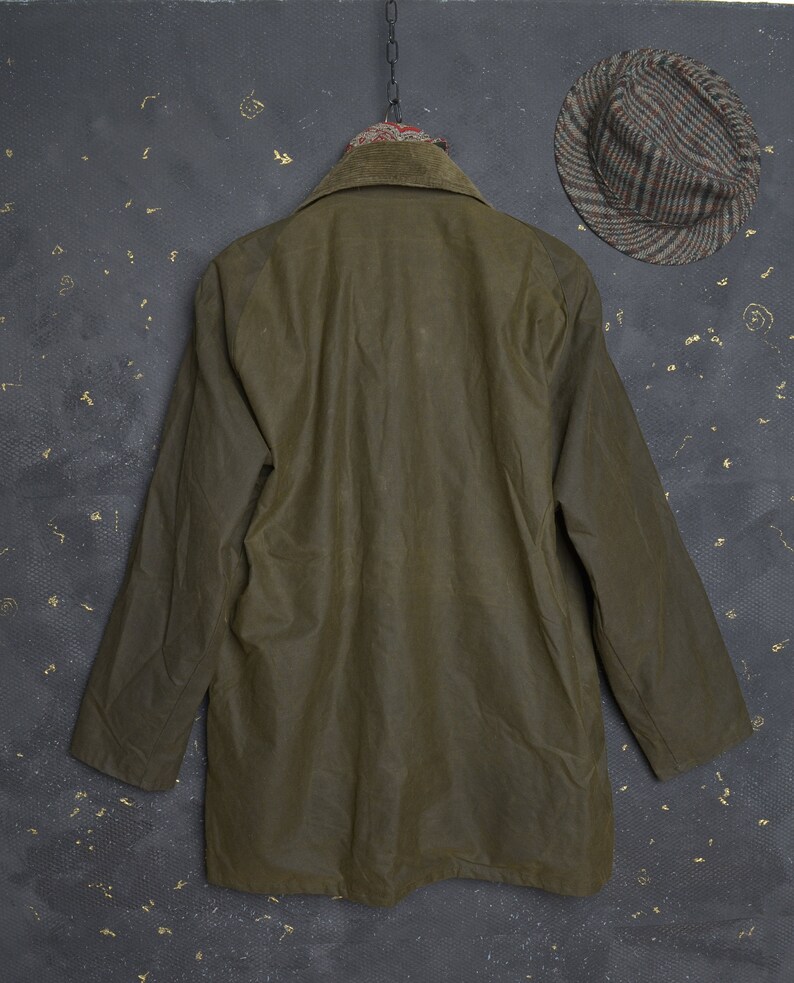 Vintage Hunting Coat L Waxed Cotton Corduroy Collar Shooting Etsy