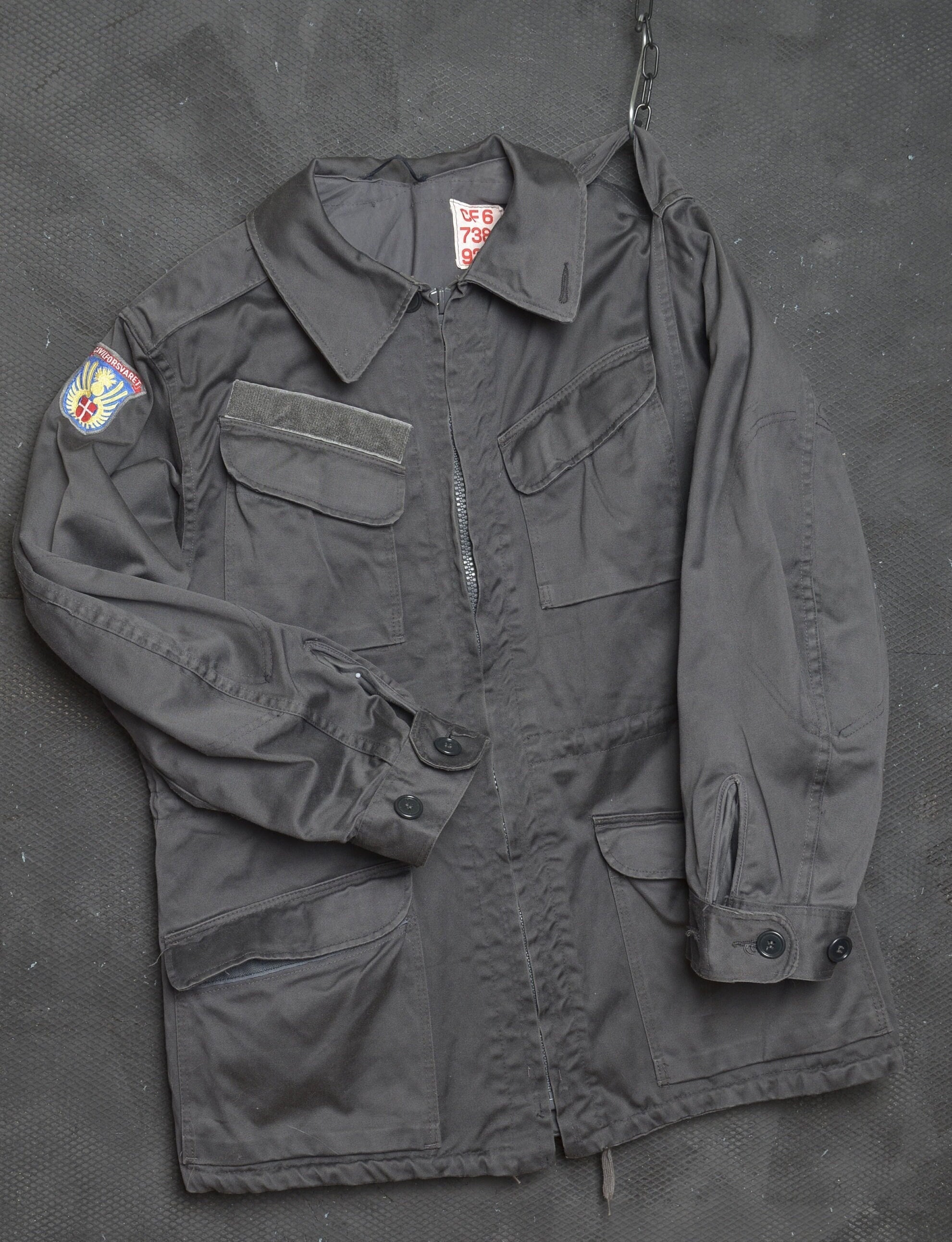 VINTAGE Police Jacket L Men Work Coat Denmark Military Parka