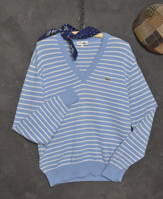 VINTAGE 80s LACOSTE Breton Stripe Men 