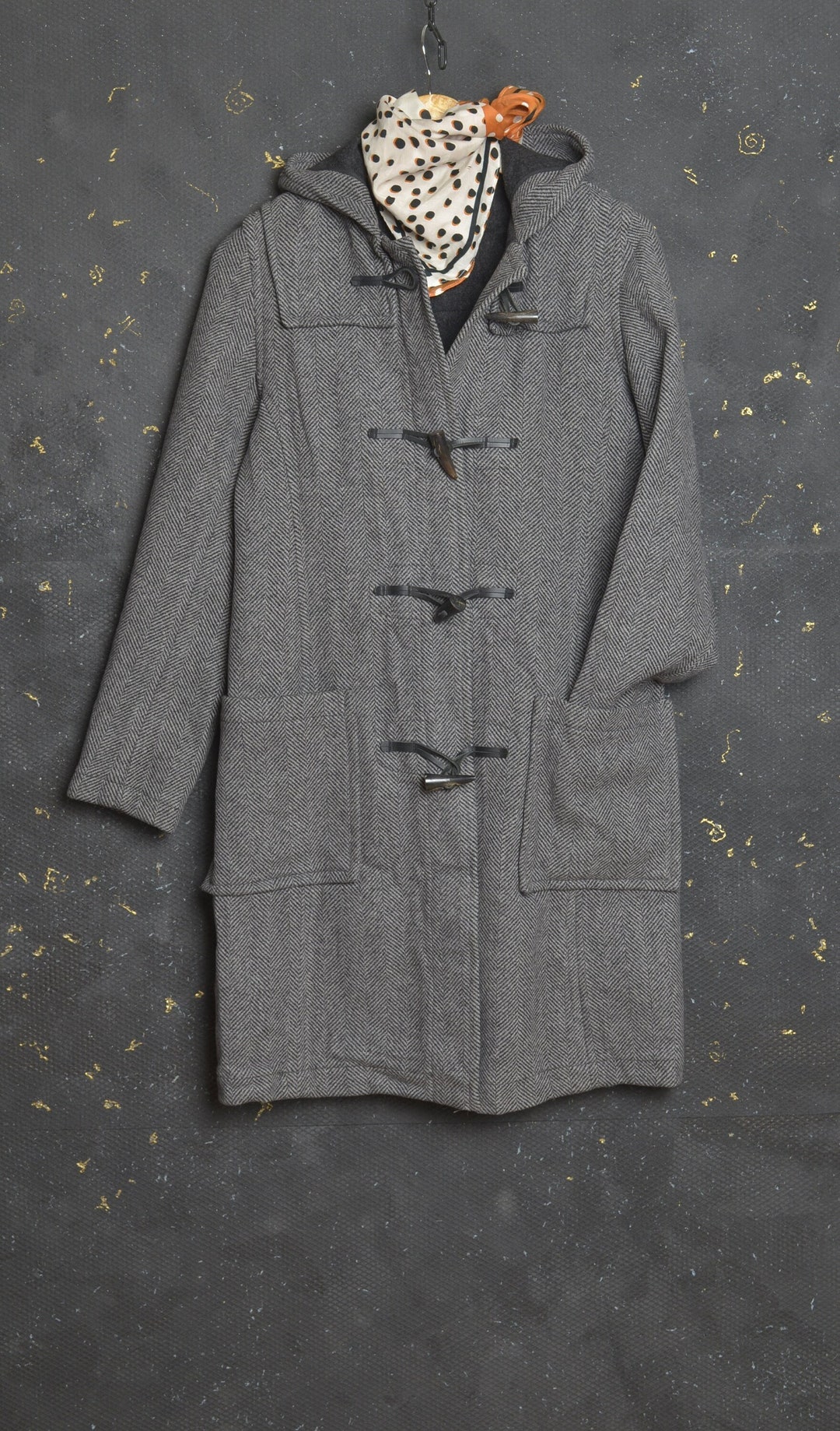 Vintage Duffle Coat Women S England Gloverall Herringbone Wool Tweed ...