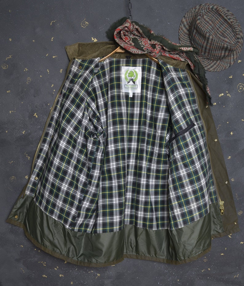 Vintage Hunting Coat L Waxed Cotton Corduroy Collar Shooting Etsy