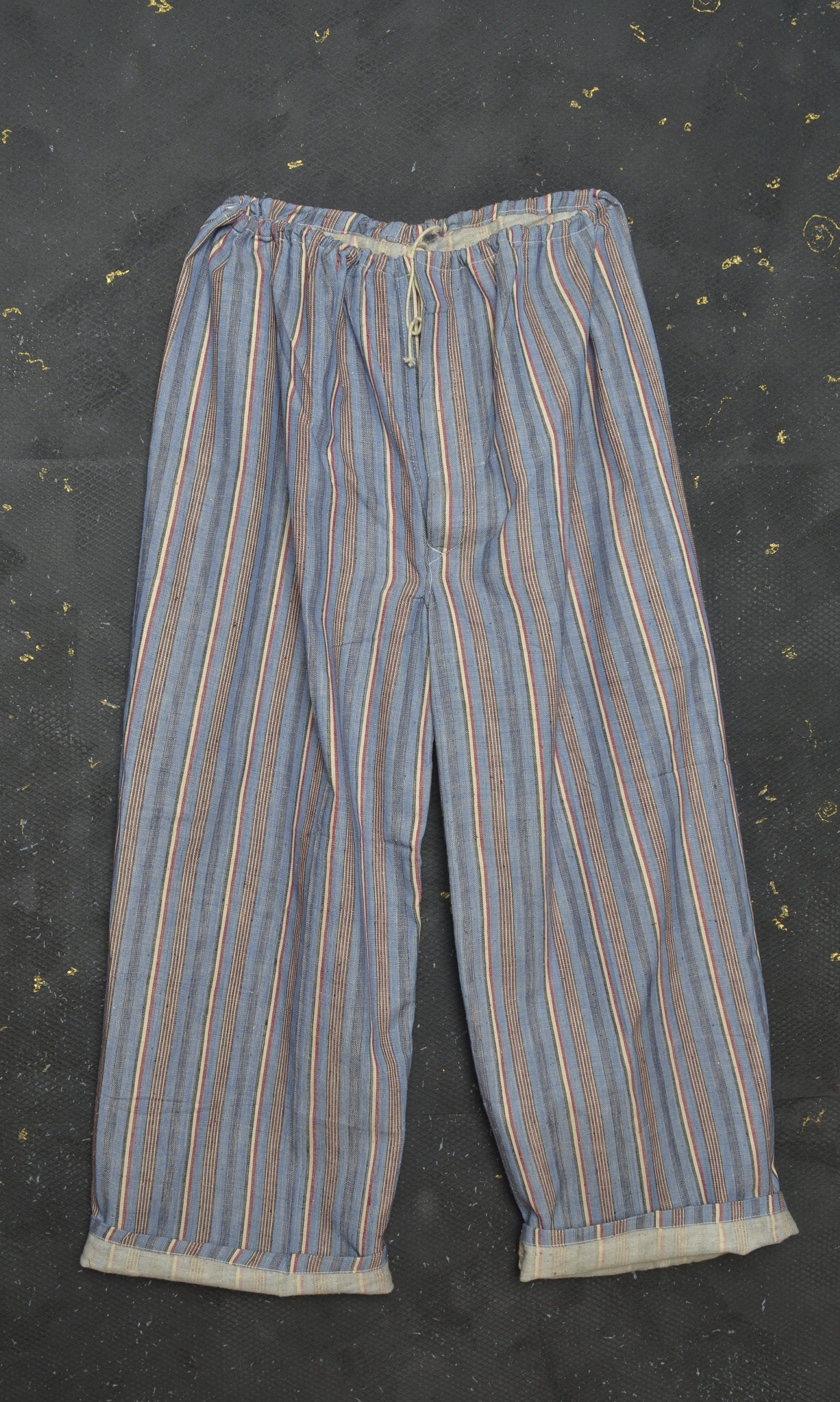 Vintage French Workwear Men Pajamas Suit M L Flannel Cotton Shirt Work ...