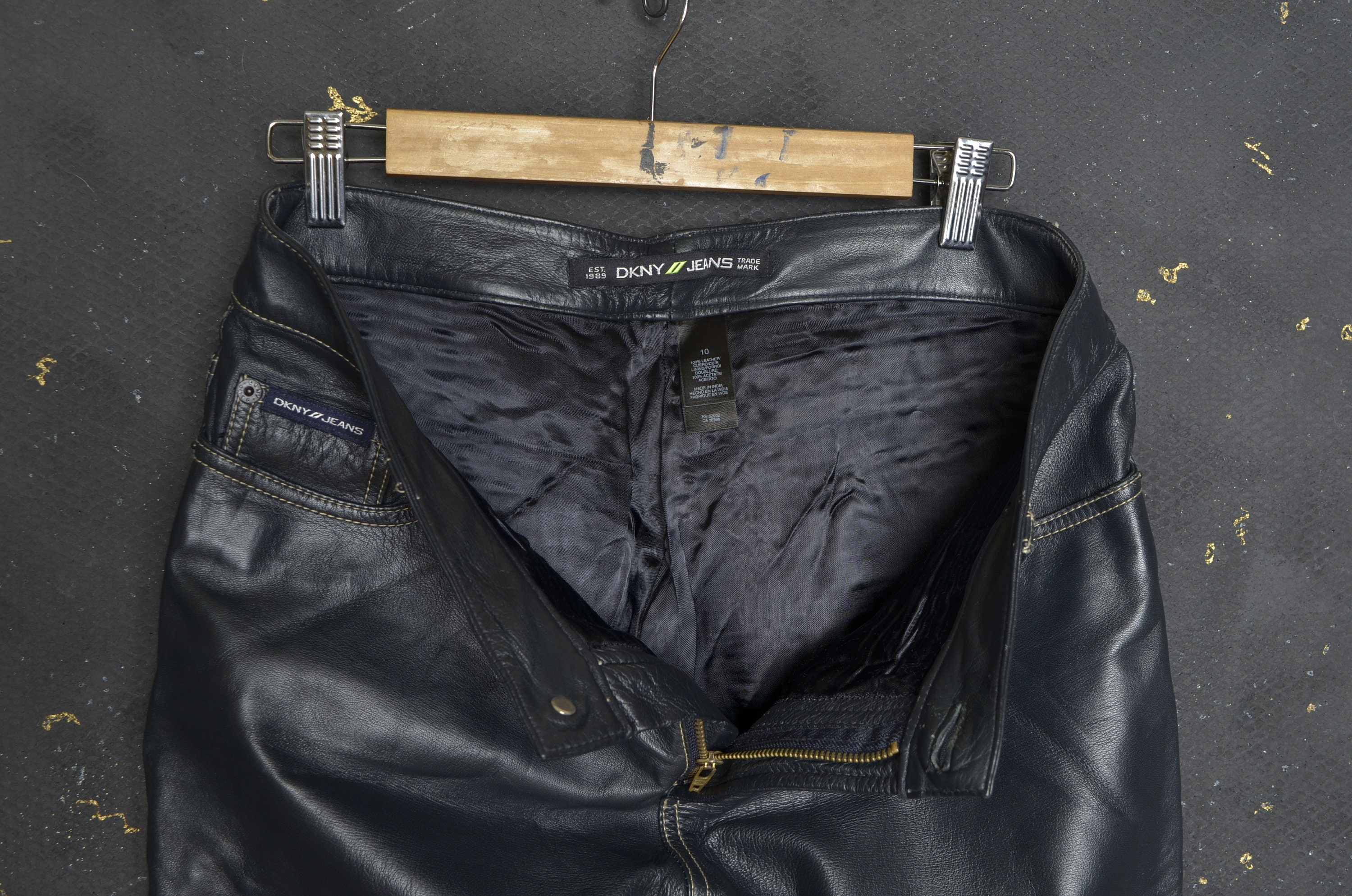 Vintage DKNY Jeans Leather Pants W32 L32 Women Motorcycle - Etsy