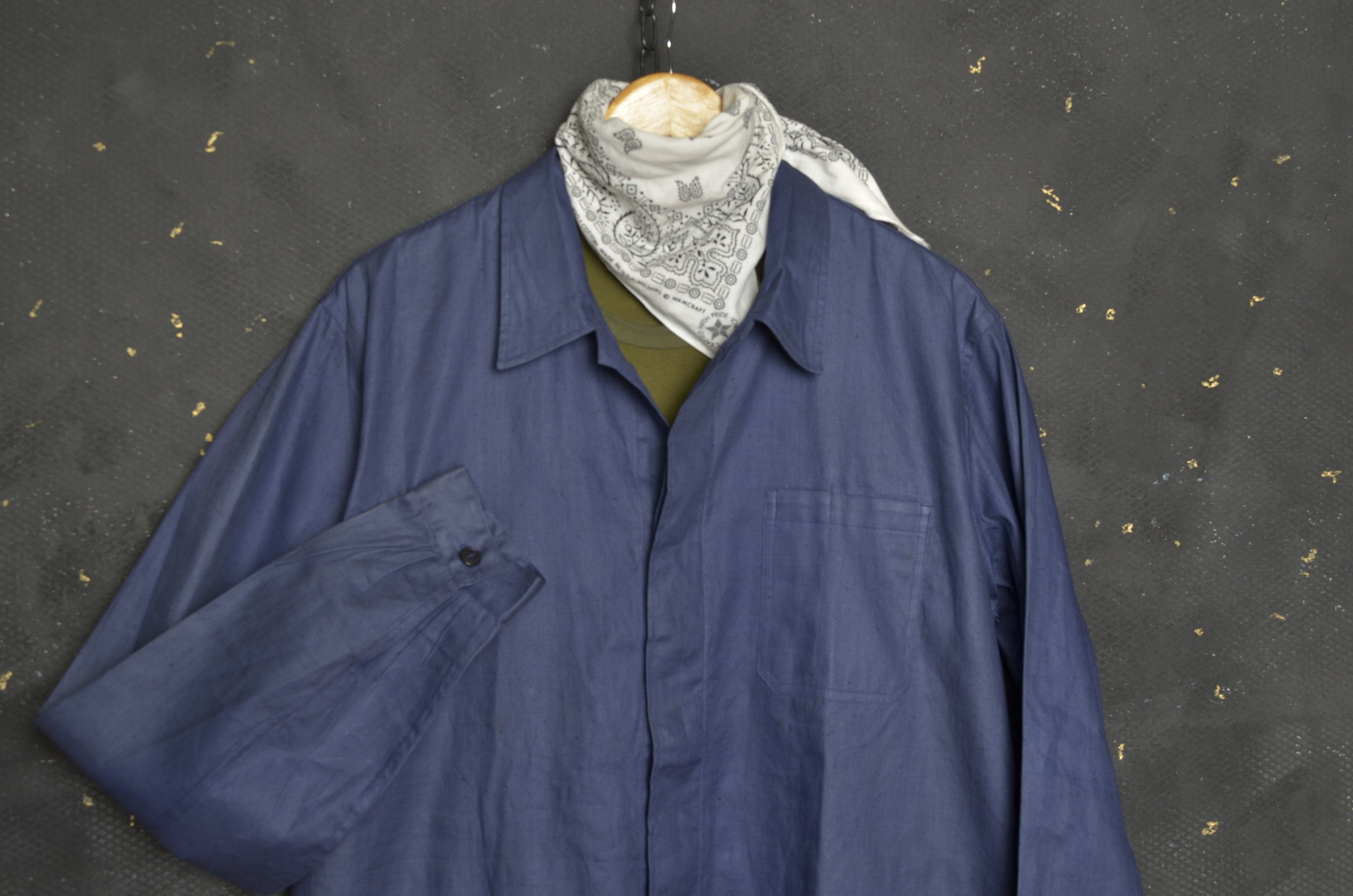Vintage Work Jacket L Men France Chore Coat Lightweight Bleu