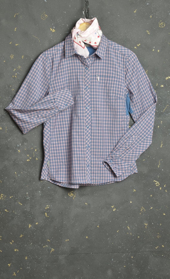 Camisa de lana vintage M para mujer Camisa a cuadros con botones