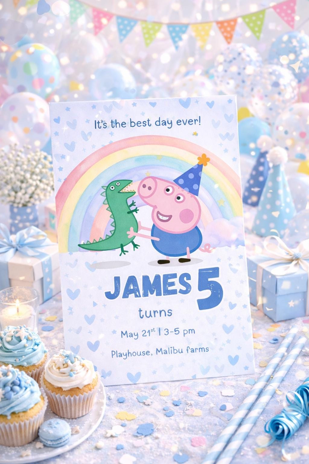 Maglietta Personalizzata Peppa Pig E George Per Bambino - Compleanno - T-Shirt Bianca - Foto 4