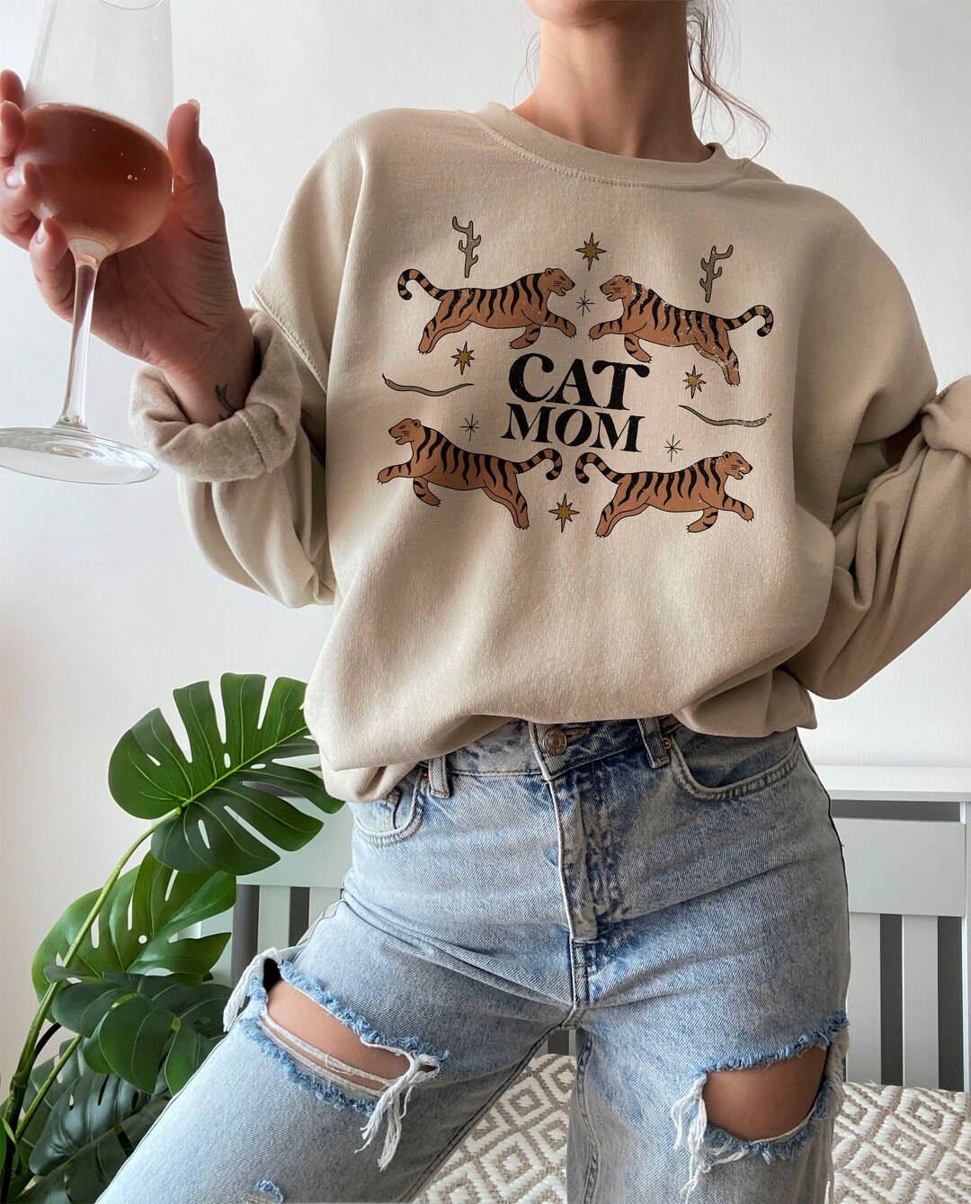 Cat Mom Sweatshirt Womens Cat Sweater Cat Lover Cat Mom Shirt Cat Owner
