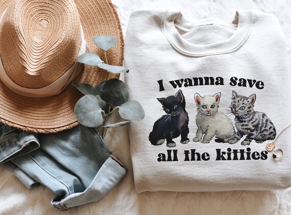 Kitten Sweatshirt Oversized Sweatshirt Cat Mom Shirt Indie Sweatshirt Cat Owner Gift Cute Cat Shirt Cat Mom Sweatshirt Cat Shelter Rescue
