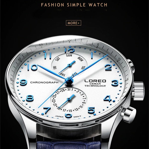 LOREO – montre en cuir pour hommes, bracelet à Quartz, Design classique, étanche, avec cadran noir et or, livraison directe