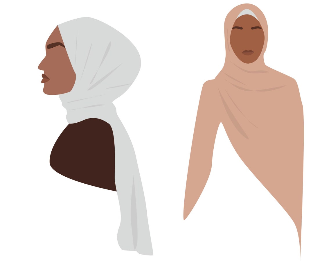 Abstract Women In Hijabs Clipart Muslim Clip Art Hijab Etsy